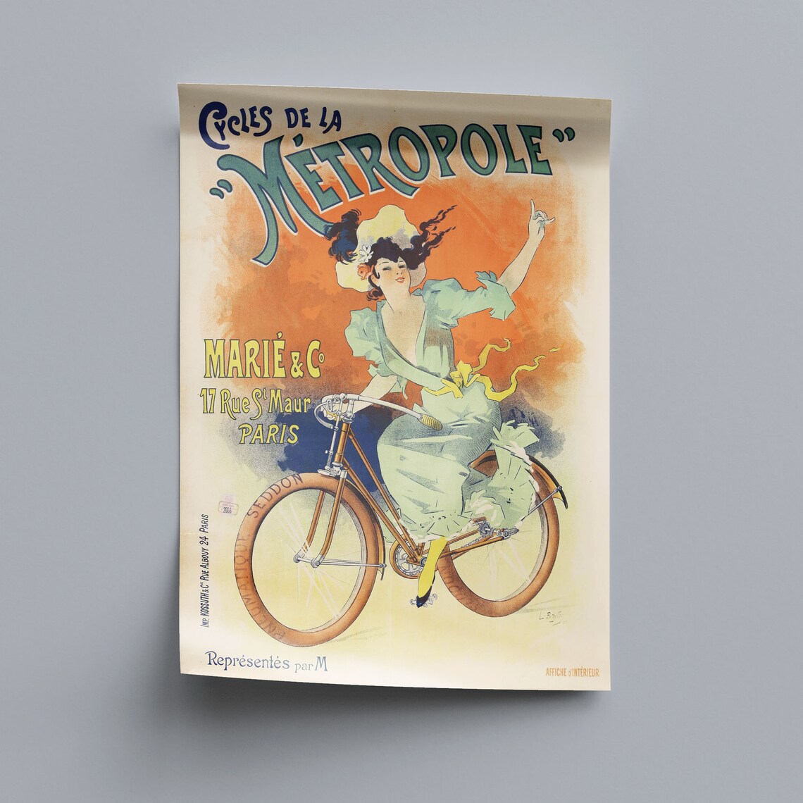 French Bicycle Advertisement, Vintage Retro Poster - Image 2