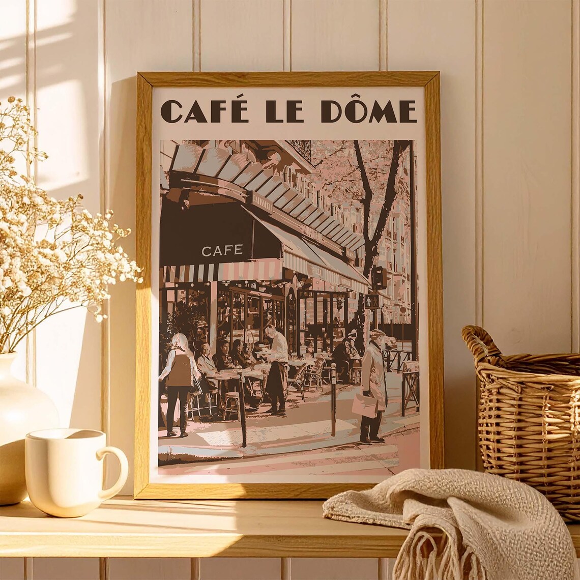 Café Le Dôme Paris Vintage French Bistro Street Scene Poster