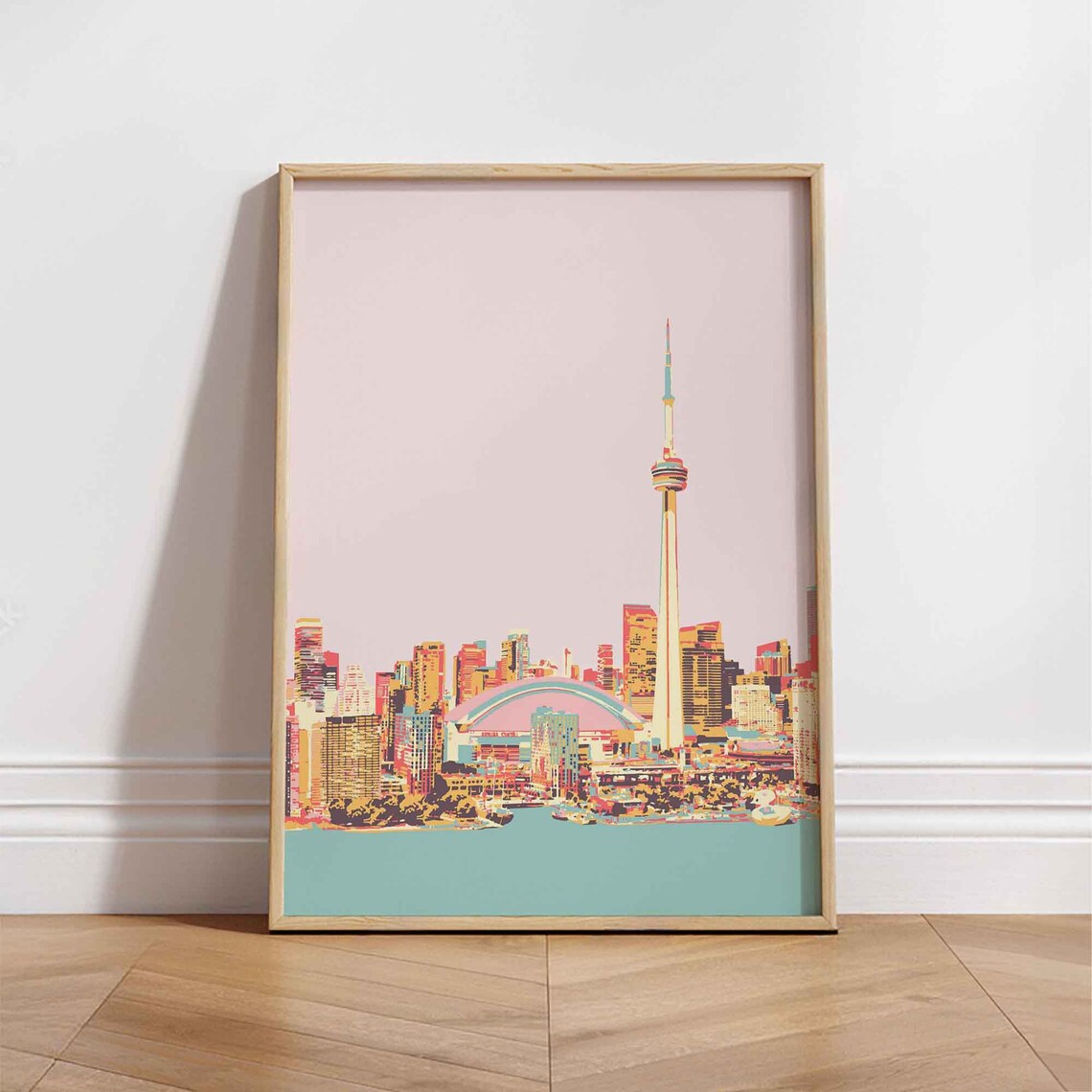Toronto Cityscape Retro Travel Poster, Ontario