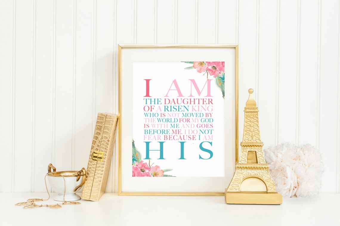 I Am His Christian Nursery Art Print, Girls Room Decor