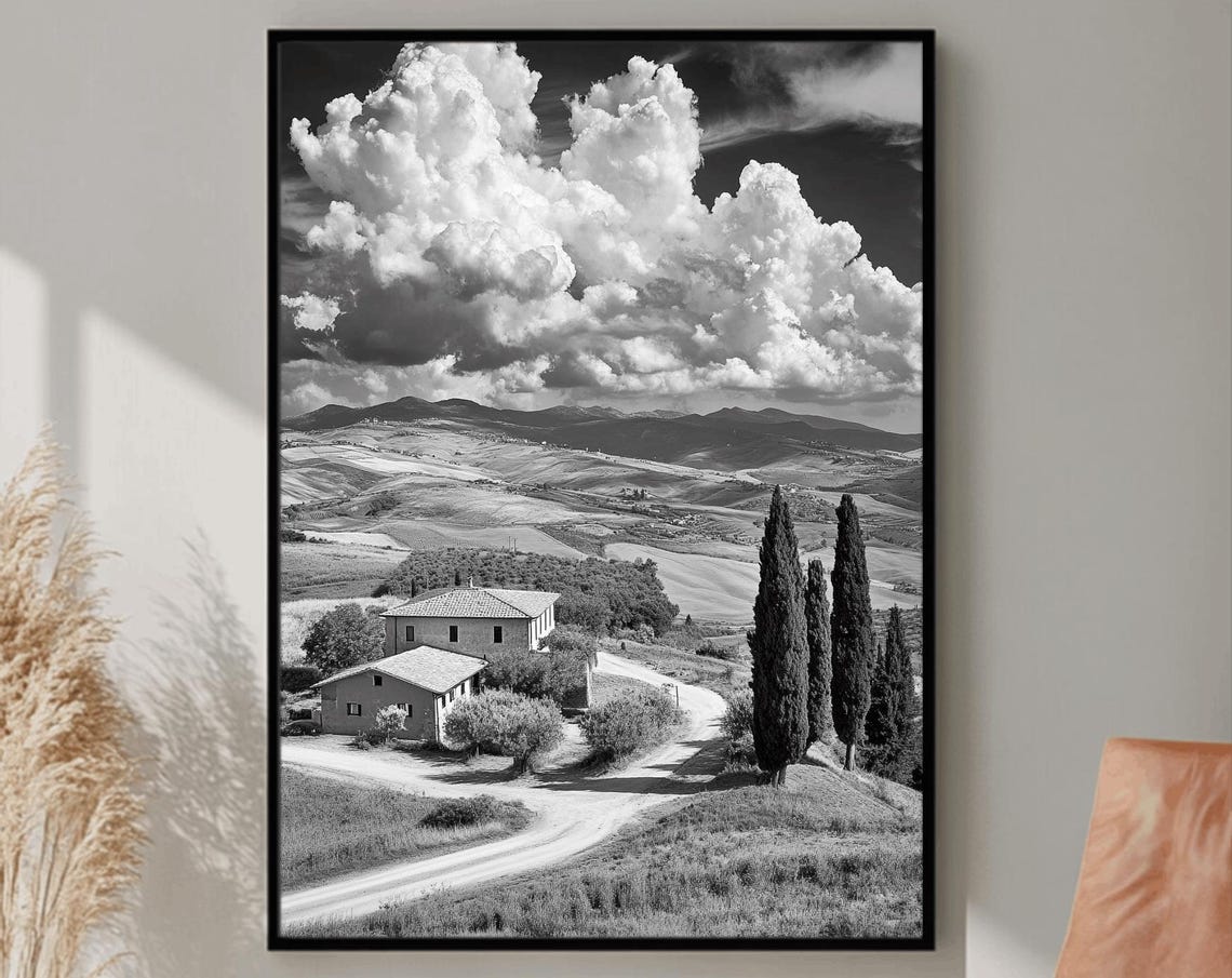 A Black And White Photo Of The Italian Landscape Italy Photography Mediterranean Wall Art Wall Art Travel Photography