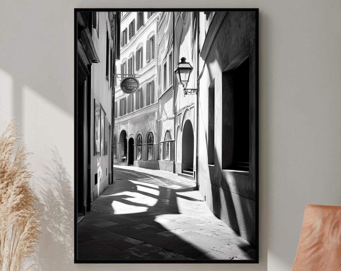 Italy Wall Art Black And White Italian Print Italian Landscape Print Mediterranean Travel Art Historic Italy Poster Architecture Photo