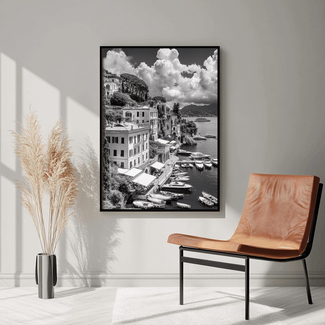 A Black And White Photo Of The Italian Landscape Italy Photography Mediterranean Wall Art Wall Art Travel Photography - Image 2