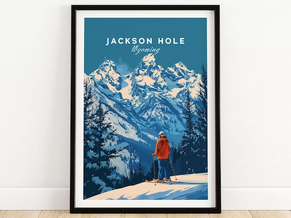 Jackson Hole Ski Travel Poster, Wyoming Resort