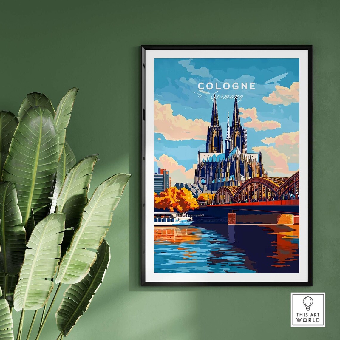 Cologne Germany Cathedral And Hohenzollern Bridge River Travel Poster - Image 2