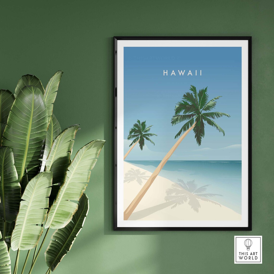 Hawaii Travel Poster, Beach Wall Art With Palm Trees - Image 3