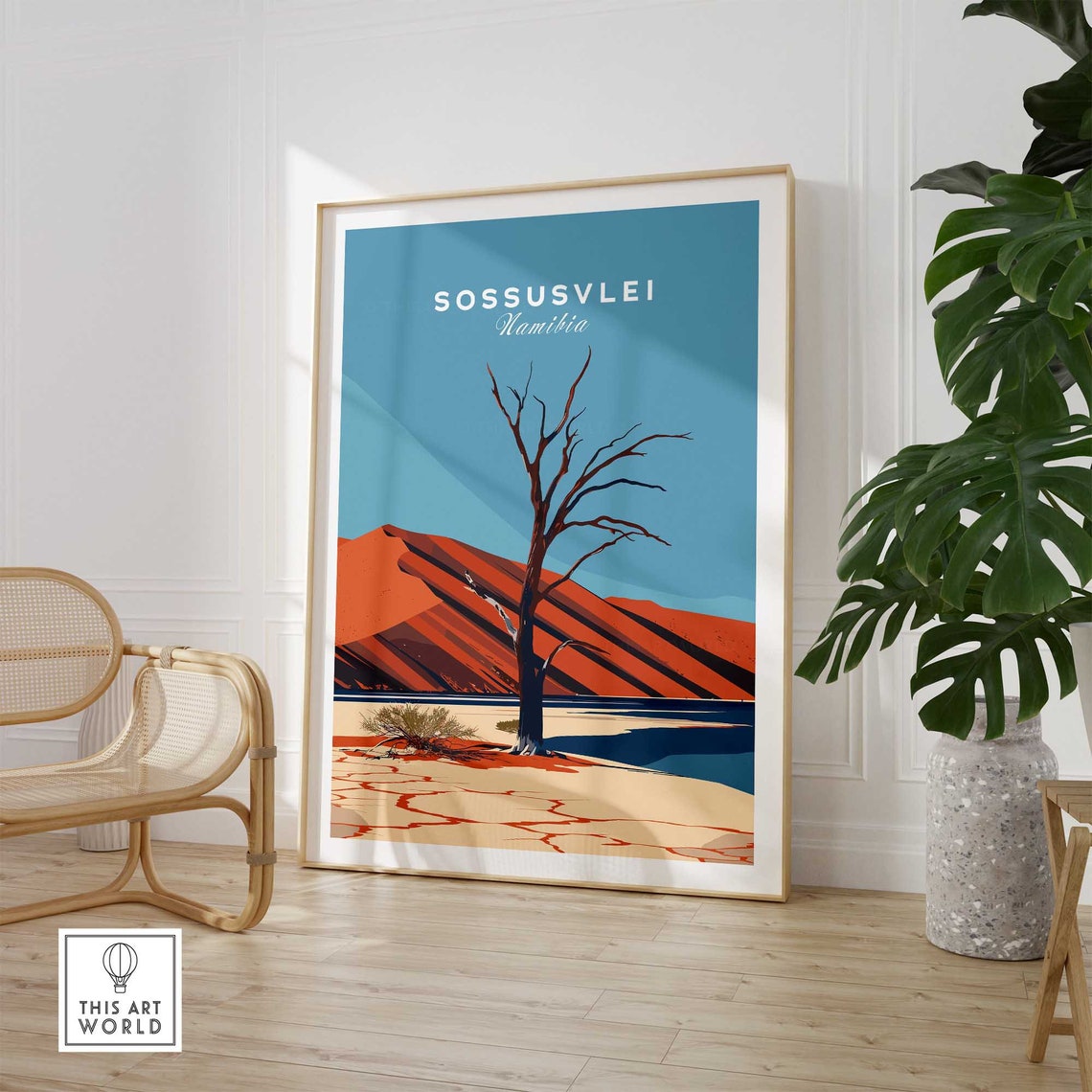 Sossusvlei Namibia Red Dunes Dead Camelthorn Tree Desert Travel Poster - Image 3