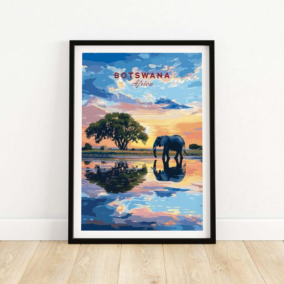 Botswana Elephant Art Print, Home Decor