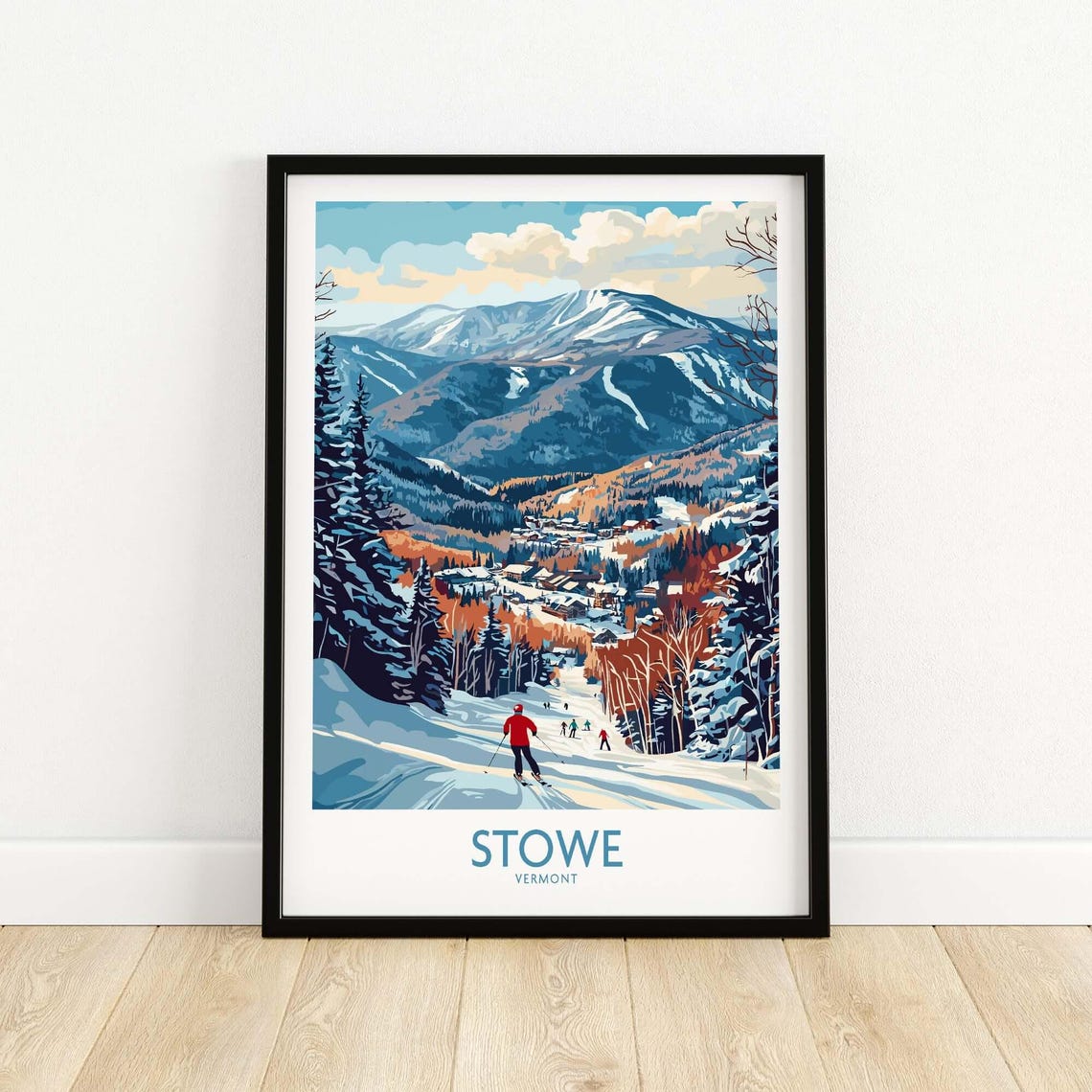 Stowe Ski Lodge Art Print, Vermont Winter Sports - Image 5
