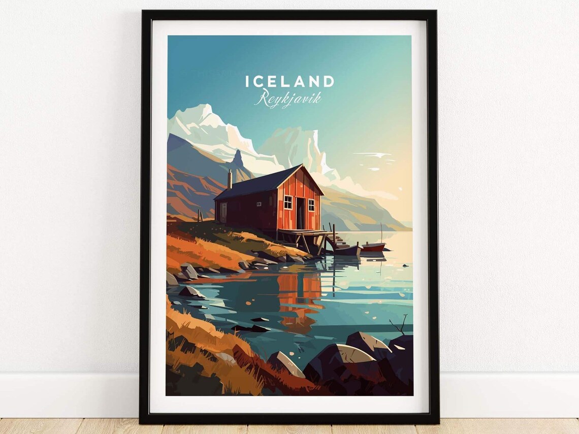 Iceland Reykjavik Travel Poster, Birthday Gift