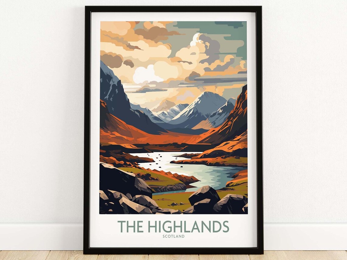 The Highlands Travel Poster, Home Decor Artwork