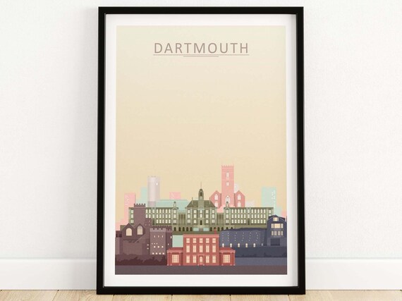 Dartmouth Minimalist Skyline Cityscape Modern Pastel Travel Poster