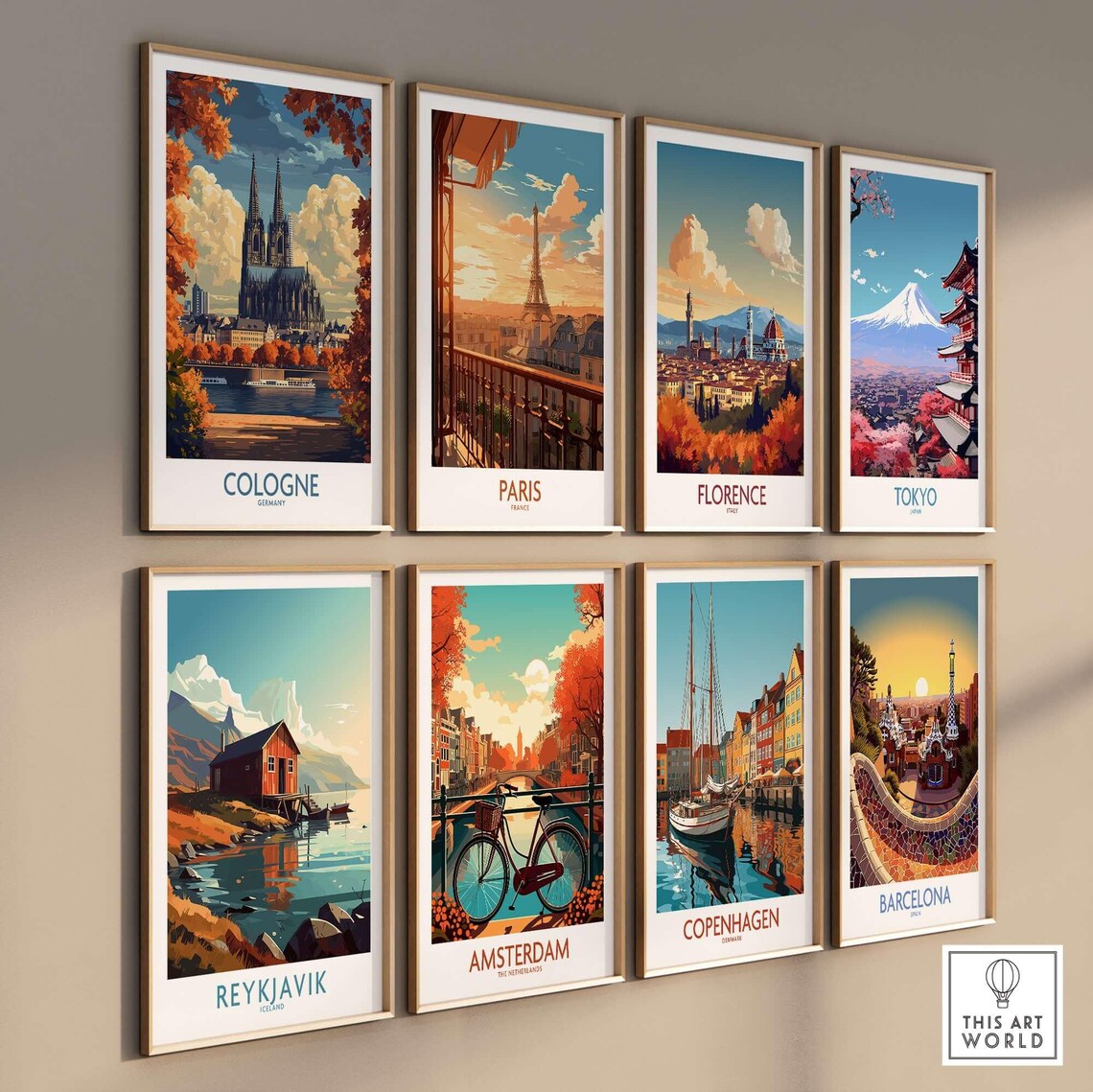 Cologne Germany Cathedral Rhine River Autumn Vintage Travel Poster - Image 3