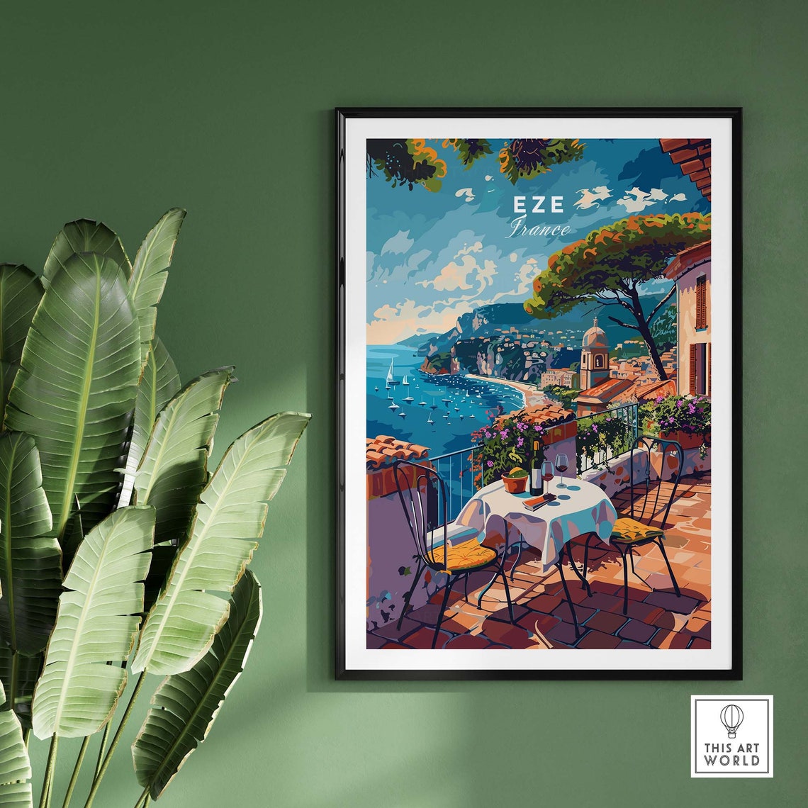 Eze Travel Poster France Travel Poster Eze Artwork Poster Gift French Riviera Home Decor Eze Illustration Art Lover France Print Cte Dazur - Image 2