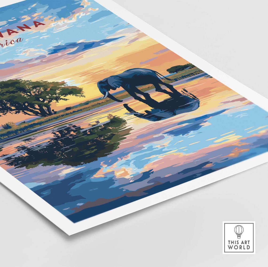 Botswana Elephant Art Print, Home Decor - Image 5