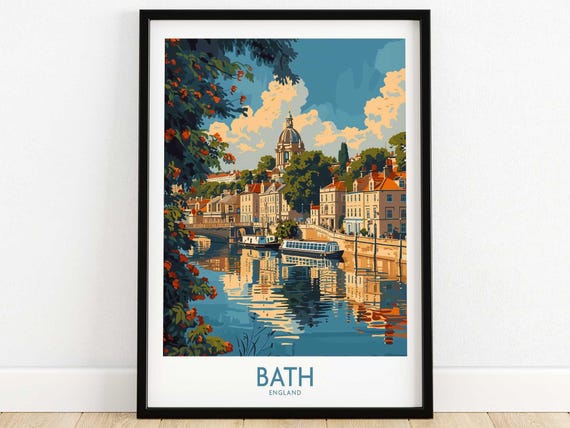 Bath England Print Wall Art Travel Poster Home Decor Artwork Gift Illustration Lover