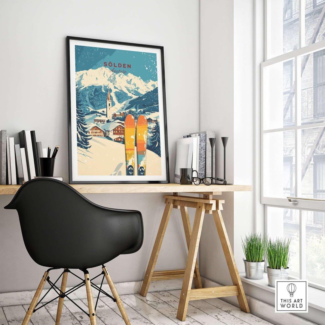 Slden Ski Art Print, Ski Lodge Decor - Image 4