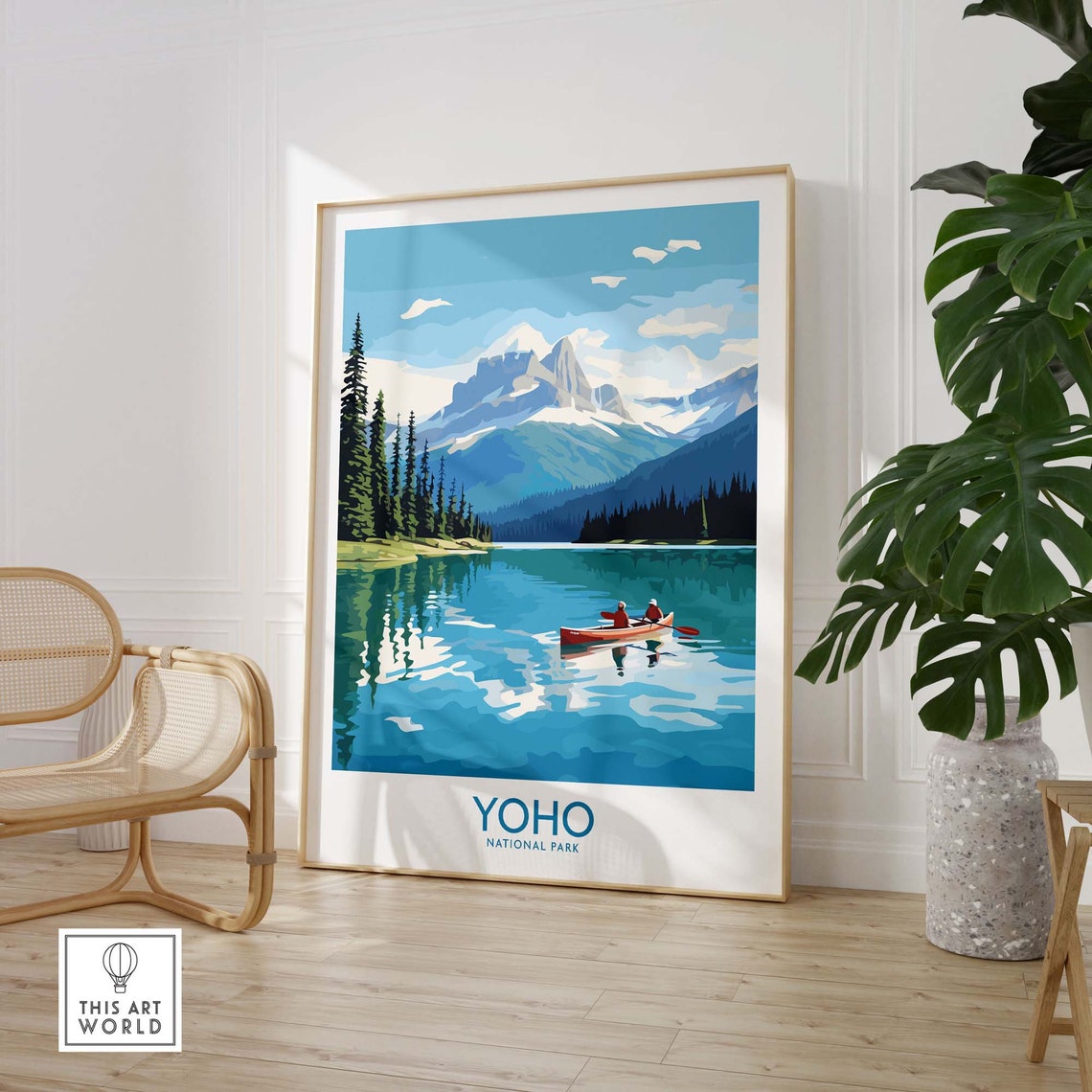 Yoho National Park Canoe Turquoise Lake Mountain View Poster - Image 3