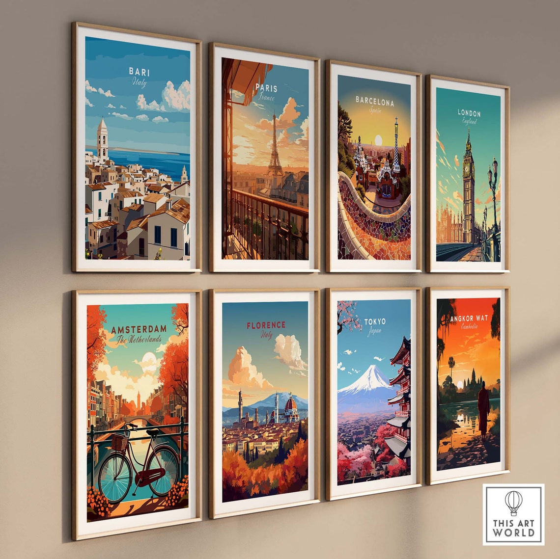 Bari Italy Old Town Rooftops Bell Towers Overlooking Sea Poster - Image 3