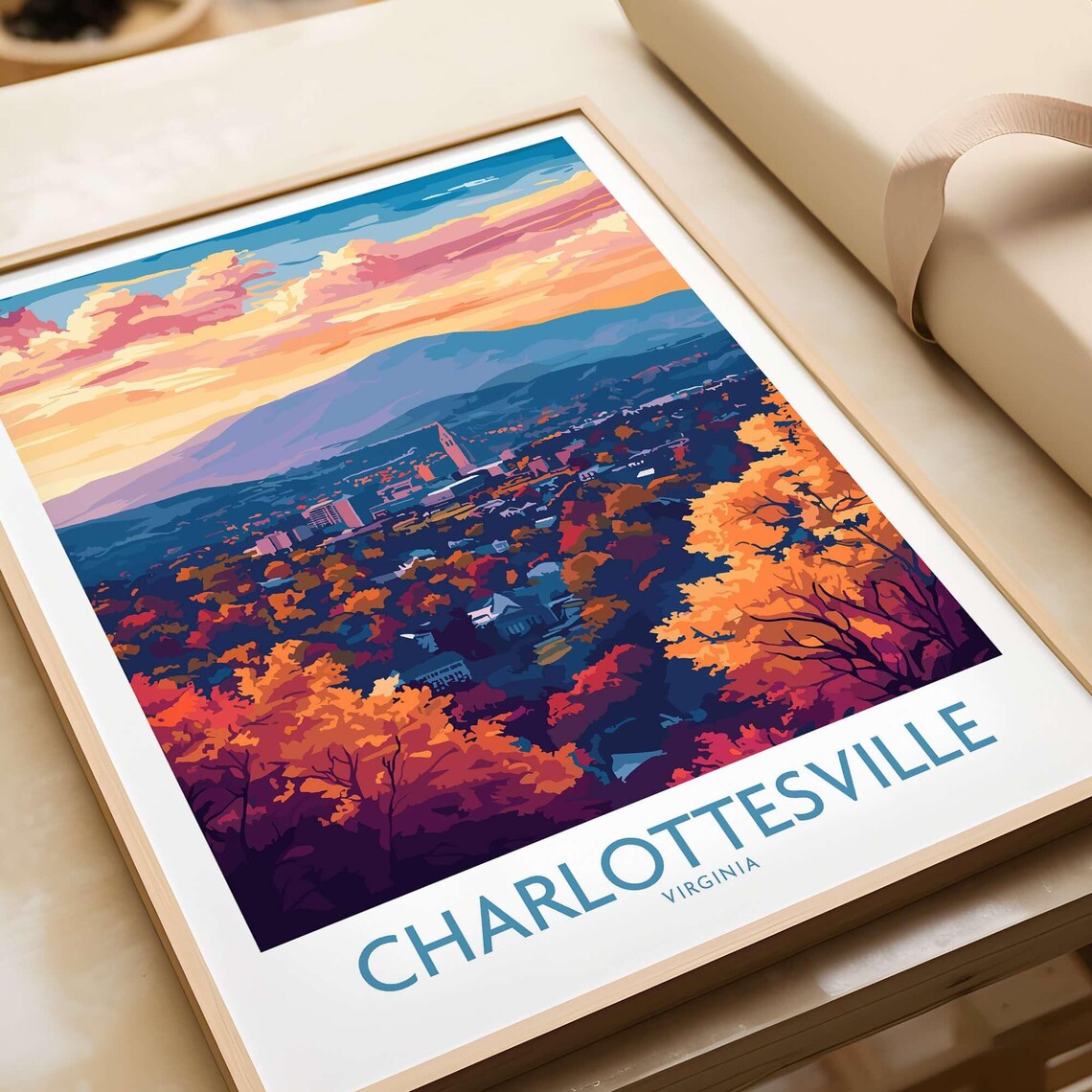 Charlottesville Virginia Travel Poster, Cityscape