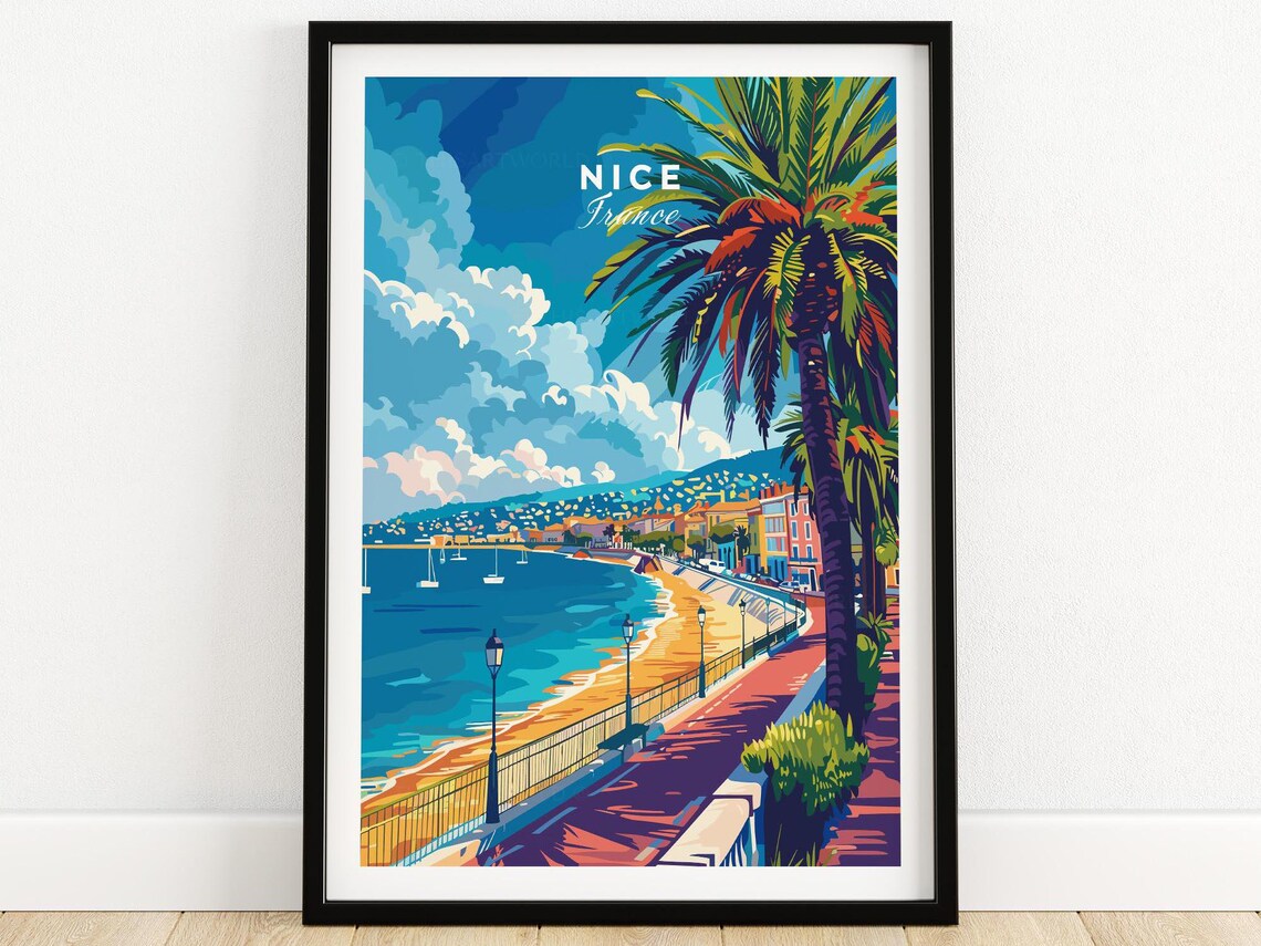 Nice France Palm Promenade Bay Sailboats Riviera Sea View Poster