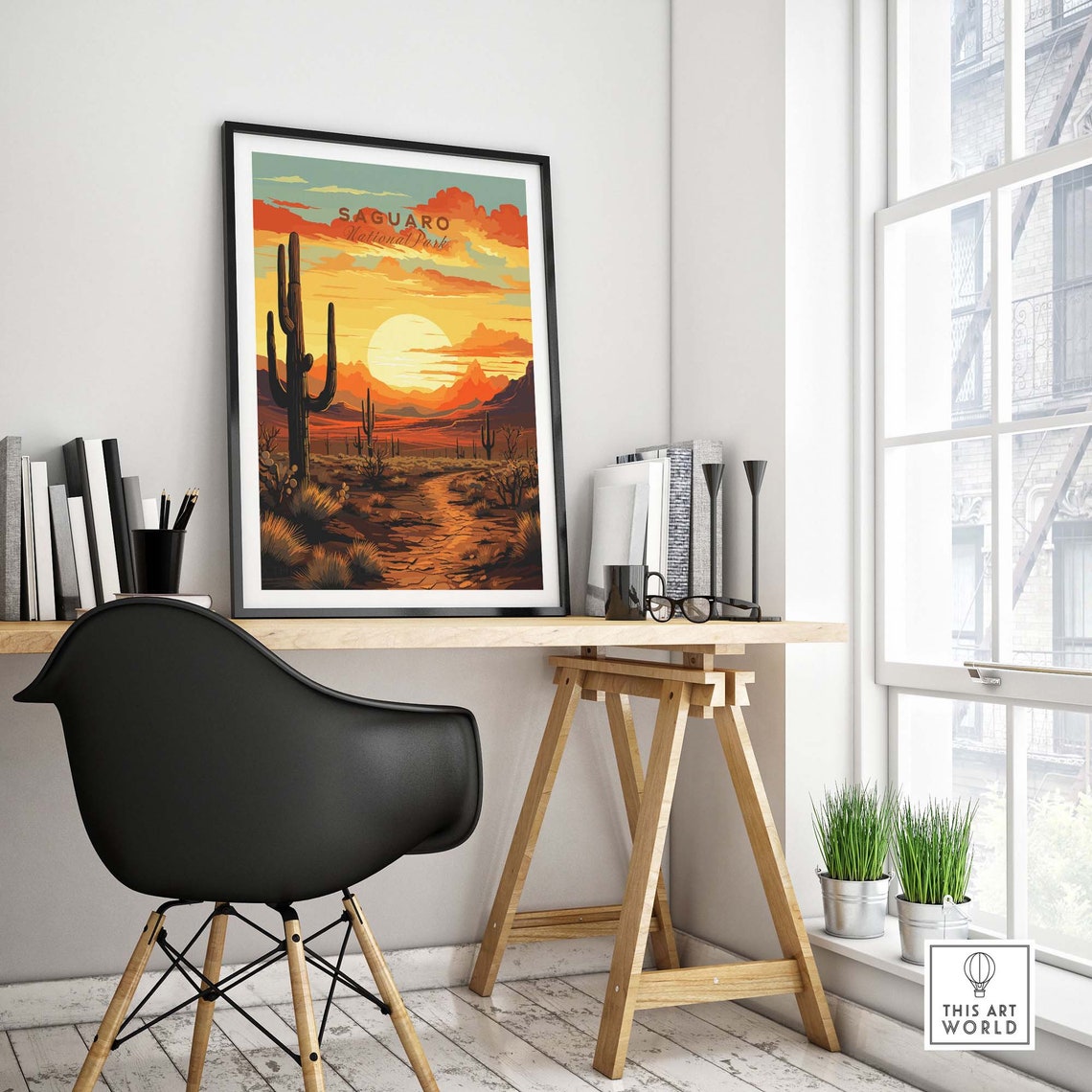 Saguaro National Park Giant Cactus Sunset Desert Scene Poster - Image 4
