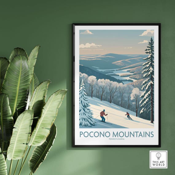 Winter Sports Wall Art Gift For Skier Mountain Cabin Ski House Decoration Pocono Mountains Lodge Print Home Decor Room
