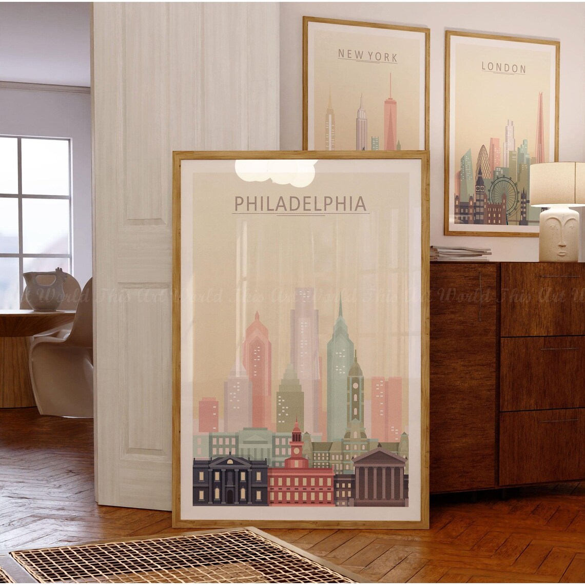 Philadelphia Skyline Travel Poster, City View Art Print - Image 2