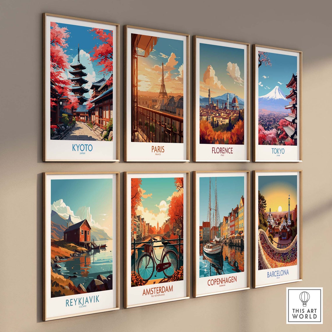 Kyoto Japan Pagoda Street Red Maple Trees Vintage Travel Poster - Image 3