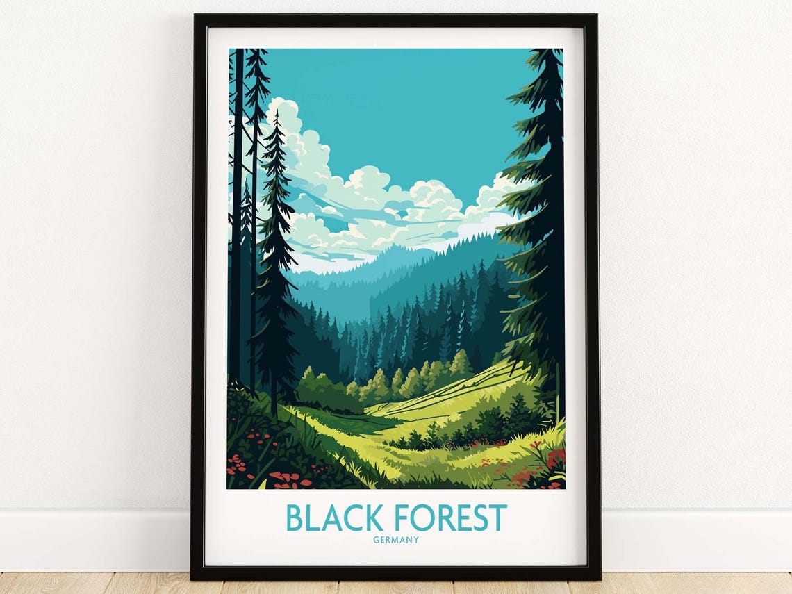 Black Forest Germany Sunny Pine Valley Landscape Travel Poster