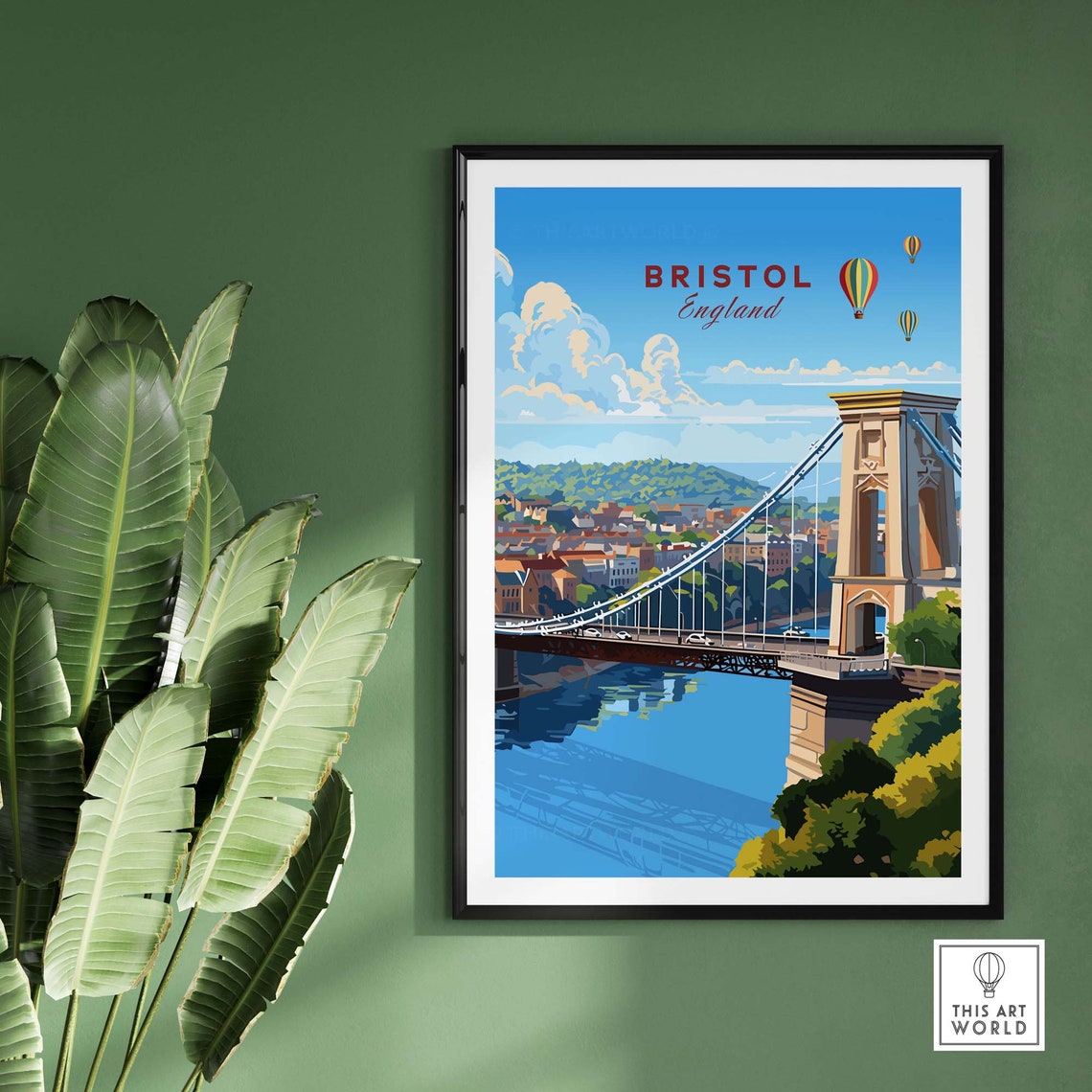 Bristol England Clifton Suspension Bridge Balloon Fiesta Travel Poster - Image 2