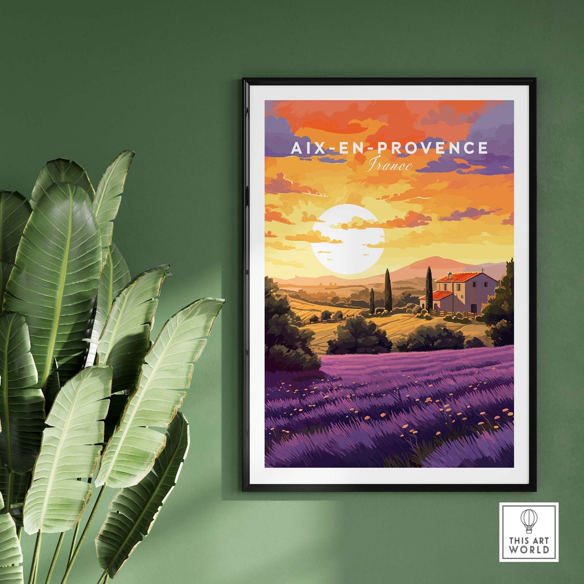 Aix en Provence France Lavender Sunset Farmhouse Travel Poster - Image 2