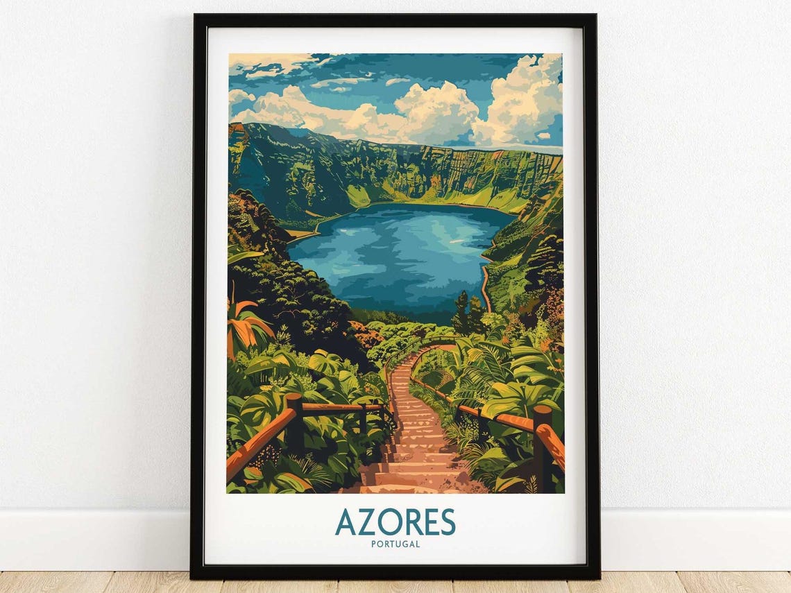 Azores Wall Art Print Travel Poster Home Decor Artwork Gift Illustration Lover