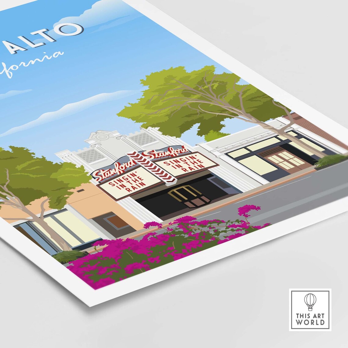 Stanford Theatre Palo Alto California Travel Poster Print Palo Alto Wall Art - Image 4