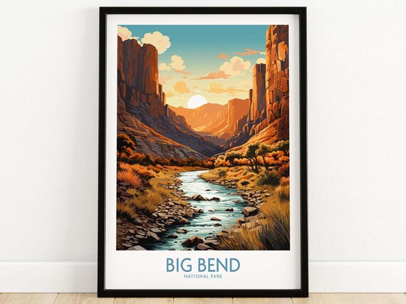 Big Bend National Park Texas Desert Canyon River Sunset Art Poster