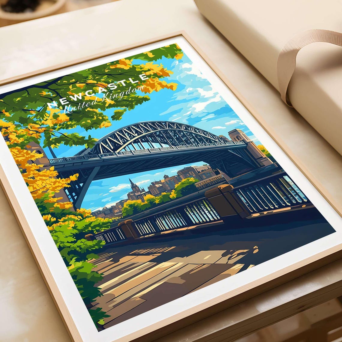 Newcastle United Kingdom Tyne Bridge Autumn Quayside Sunset Poster - Image 4