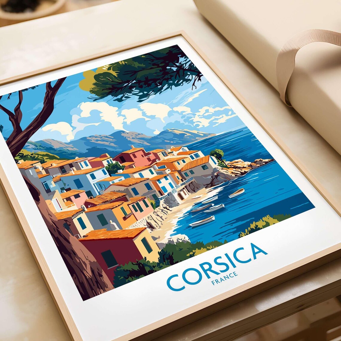 Corsica Wall Art Print Corsica Travel Print Wall Art France Wall Hanging Home Decor Corsica Art Lover Gift Corsica Birthday Present