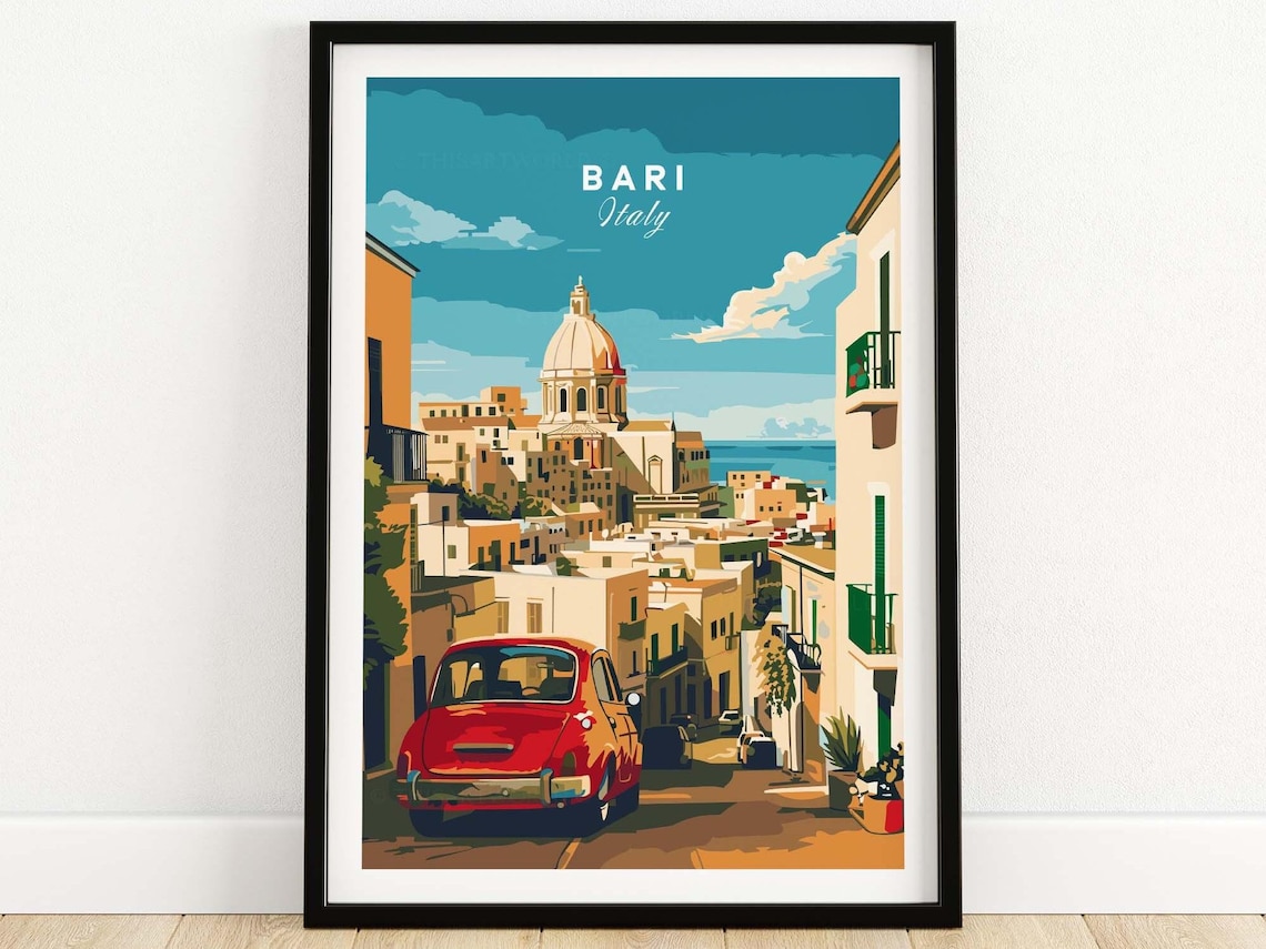 Bari Travel Poster, Puglia Italy Art Print