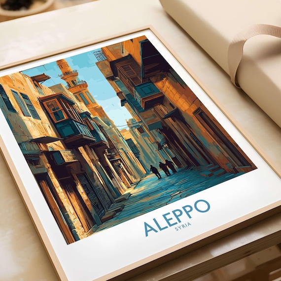 Aleppo Syria Old Town Alley Balconies Historic Street Travel Poster