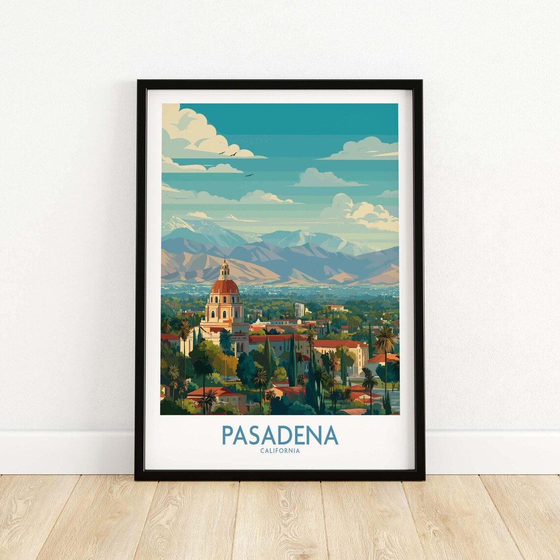 Pasadena Skyline Art Print, Urban Landscape