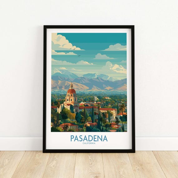 Pasadena Skyline Art Print, Urban Landscape