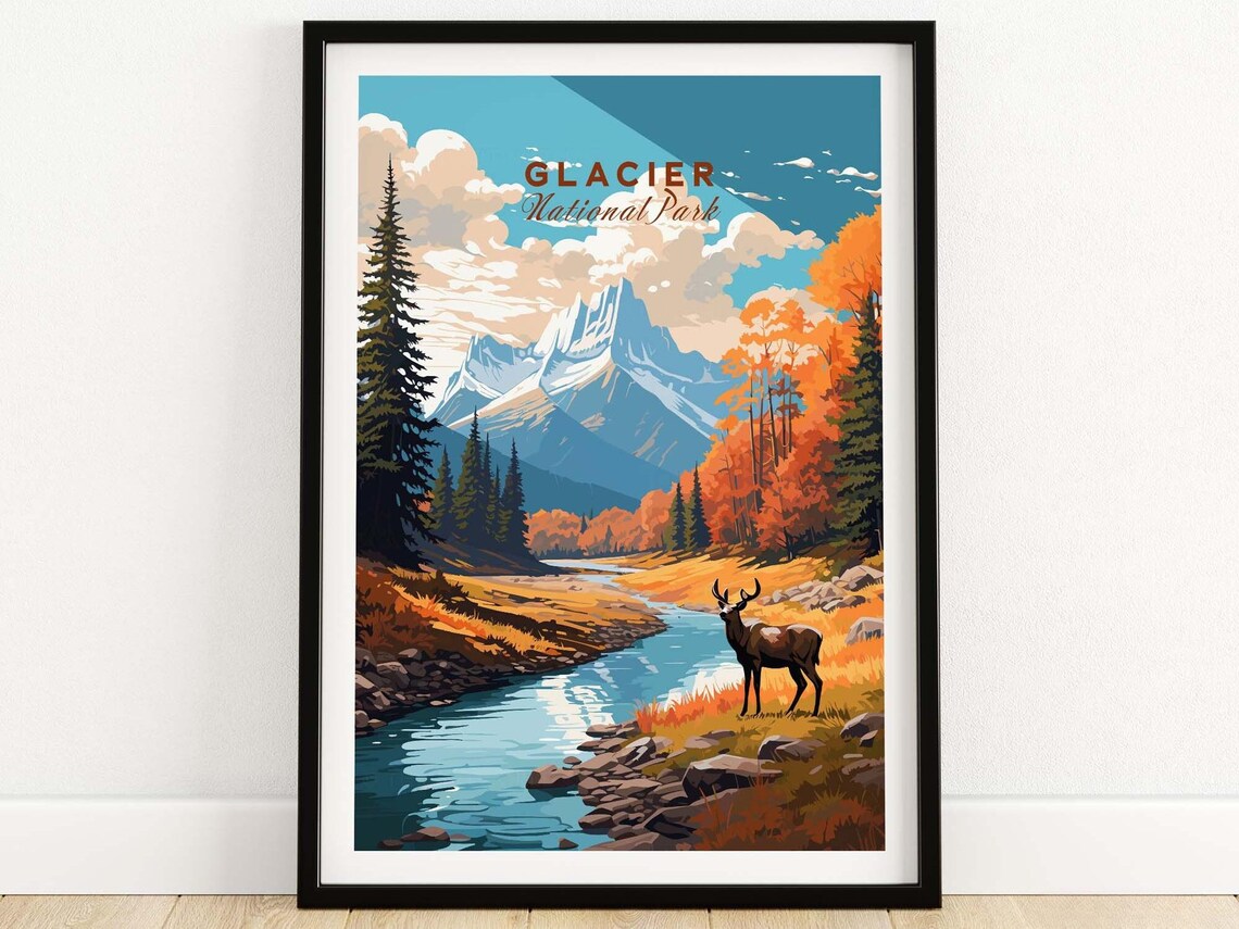 Glacier National Park Travel Poster Art Print