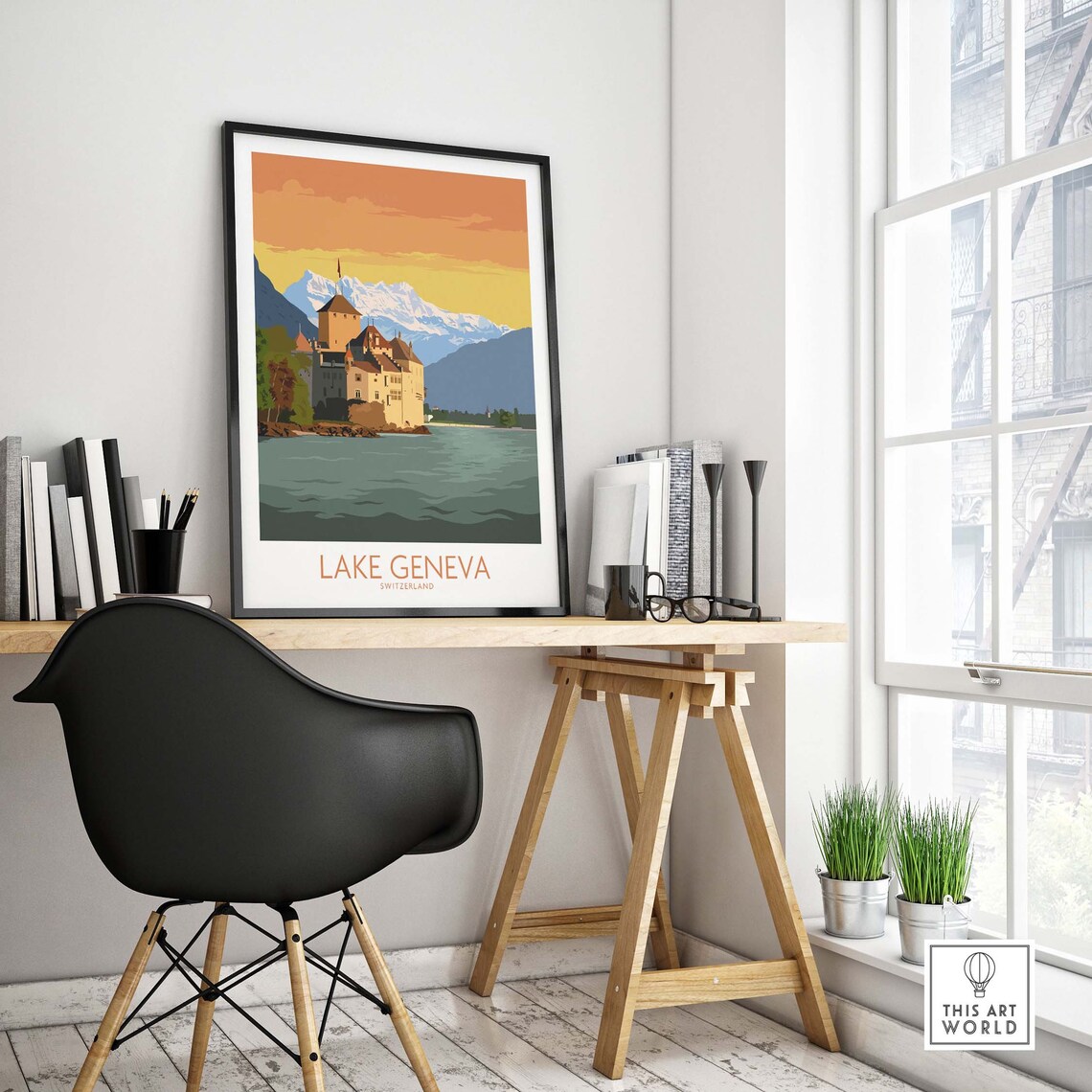 Lake Geneva Travel Poster, Switzerland Wall Art Print - Image 4