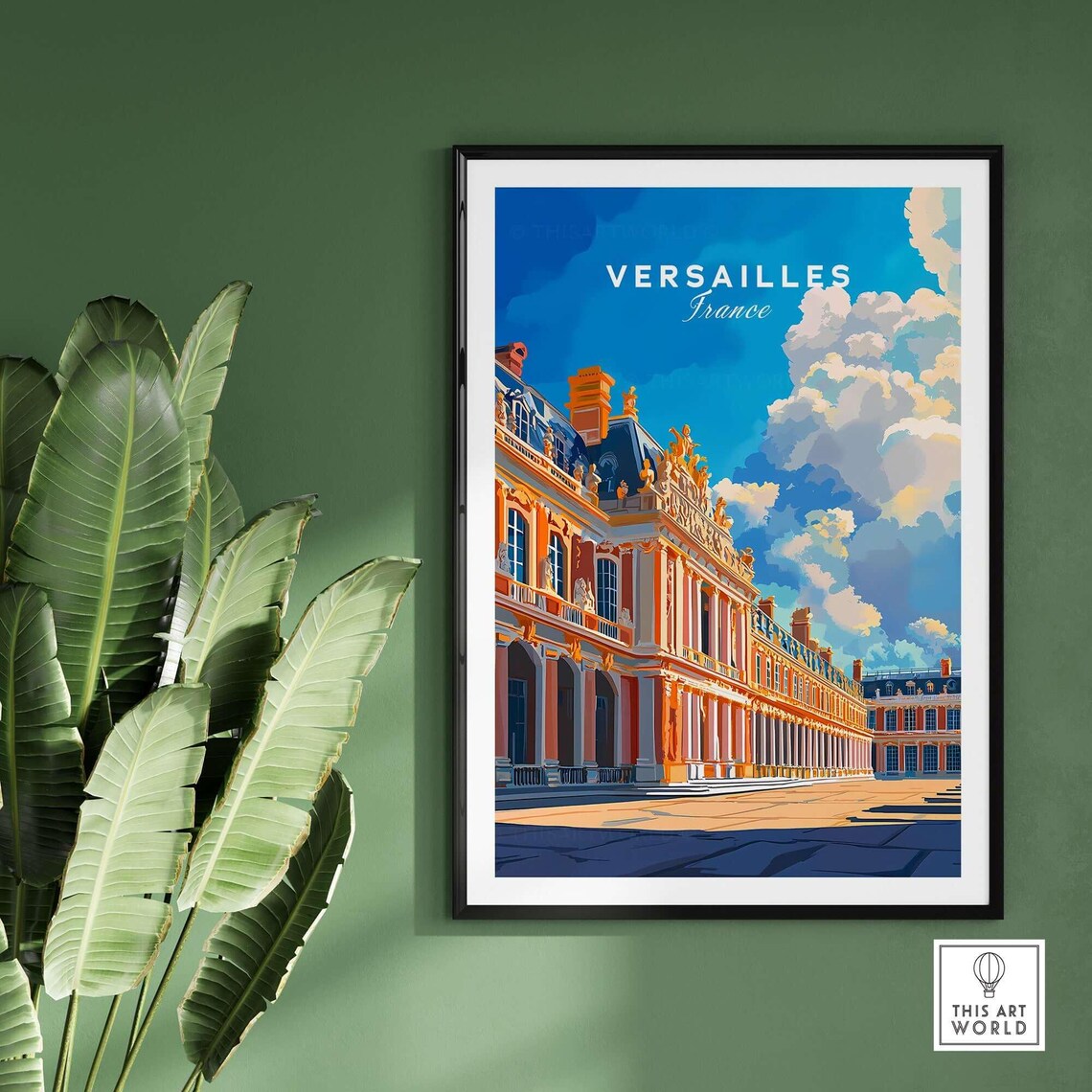 Versailles France Palace Facade Golden Statues Blue Sky Travel Poster - Image 2