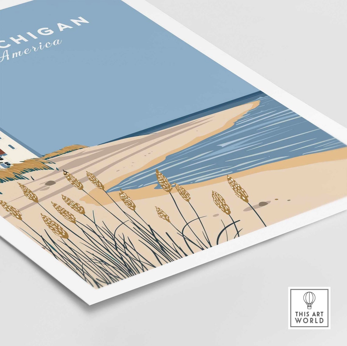 Lake Michigan North America Lighthouse Sandy Dunes Beach Poster - Image 4