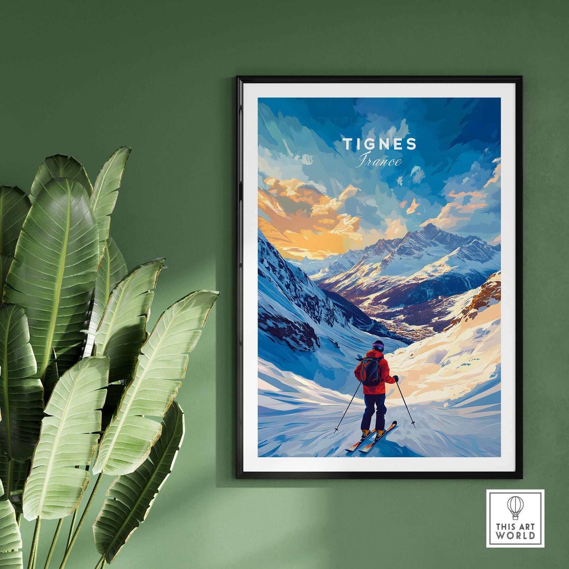 Tignes Ski Poster, French Alps Mountain Lodge Decor - Image 2