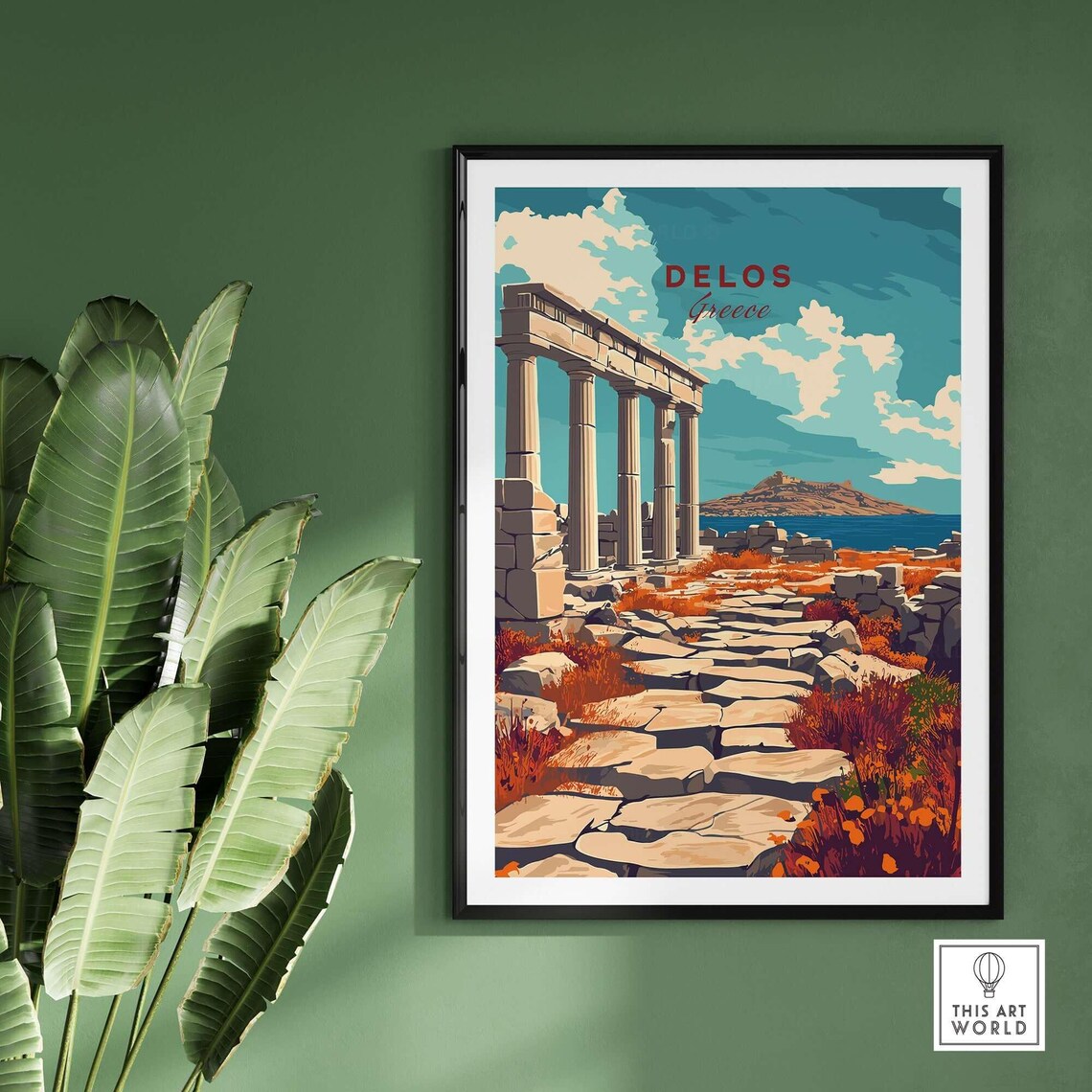 Delos Greece Ancient Temple Ruins Columns Coastal Travel Poster - Image 2