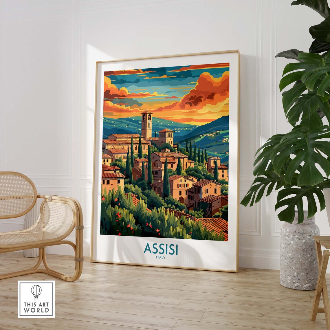 Assisi Art Print Italy Assisi Italy Travel Poster Italy Home Decor Assisi Artwork Poster Gift Assisi Illustration Art Lover Italy Print - Image 2