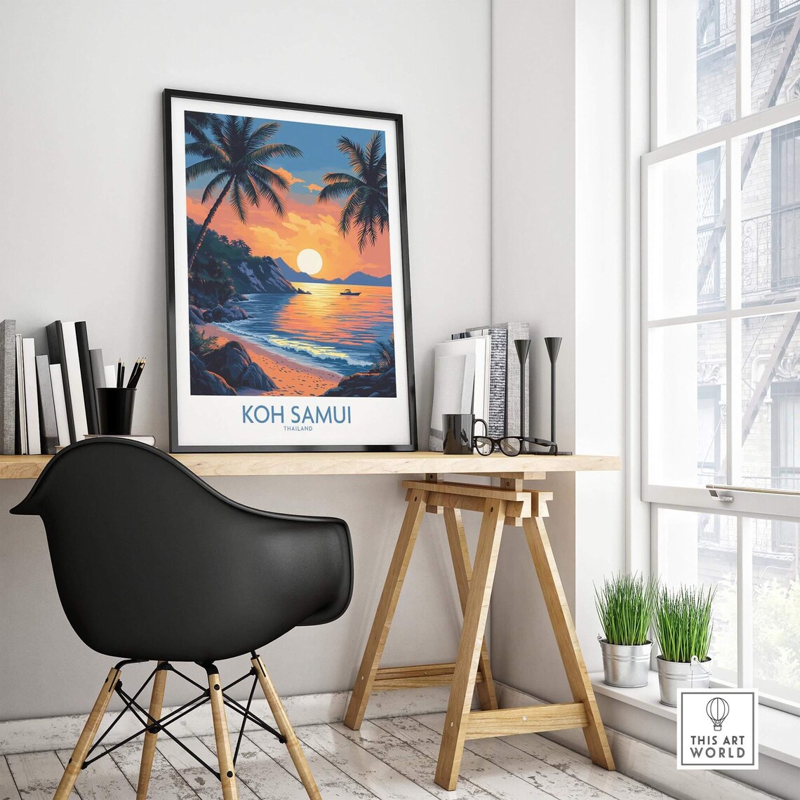 Koh Samui Thailand Travel Poster, Island Illustration - Image 4