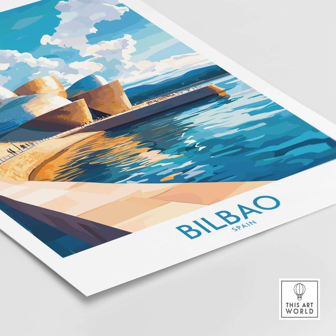 Bilbao Spain Guggenheim Museum Promenade River View Travel Poster - Image 4
